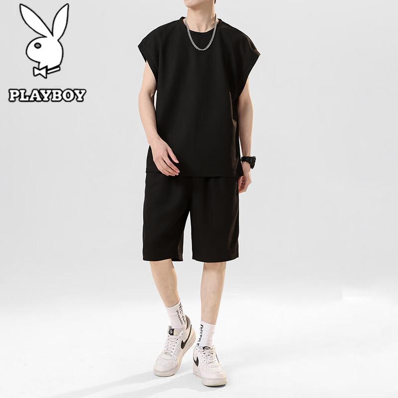 PLAYBOY Men's Summer Quick-Dry Sleeveless T-Shirt & Shorts Set