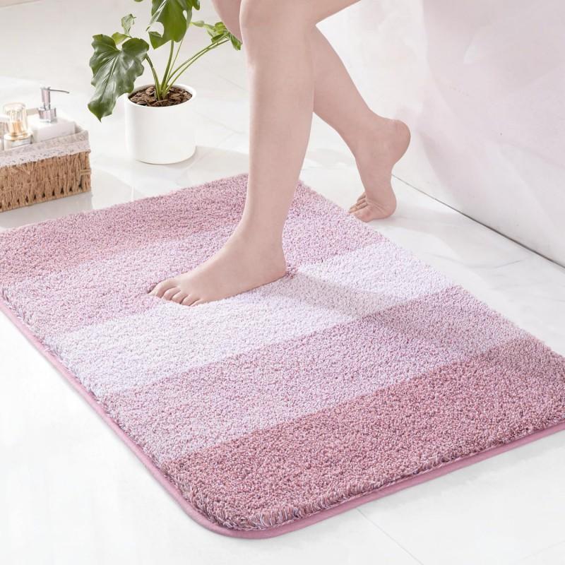 Thick Plush Bath Mat Bathroom Doorway Absorbent Non-Slip Washable Floor Rug In Modern Minimalist Style