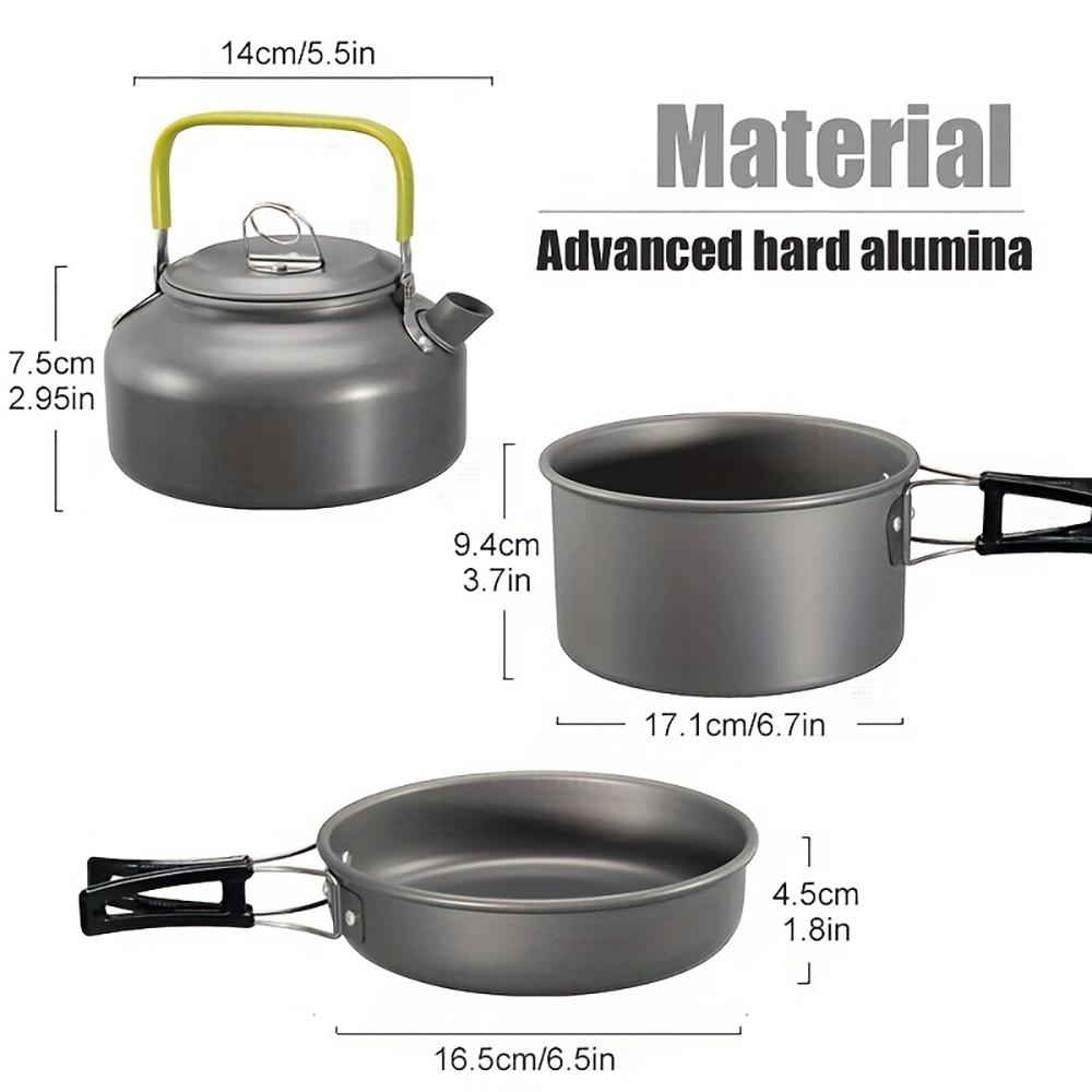 3pcs/set Outdoor Camping Cookware Aluminum Outdoor Cooking Kit Lightweight Camping Cookware Set Hiking Backpacking and Picnic