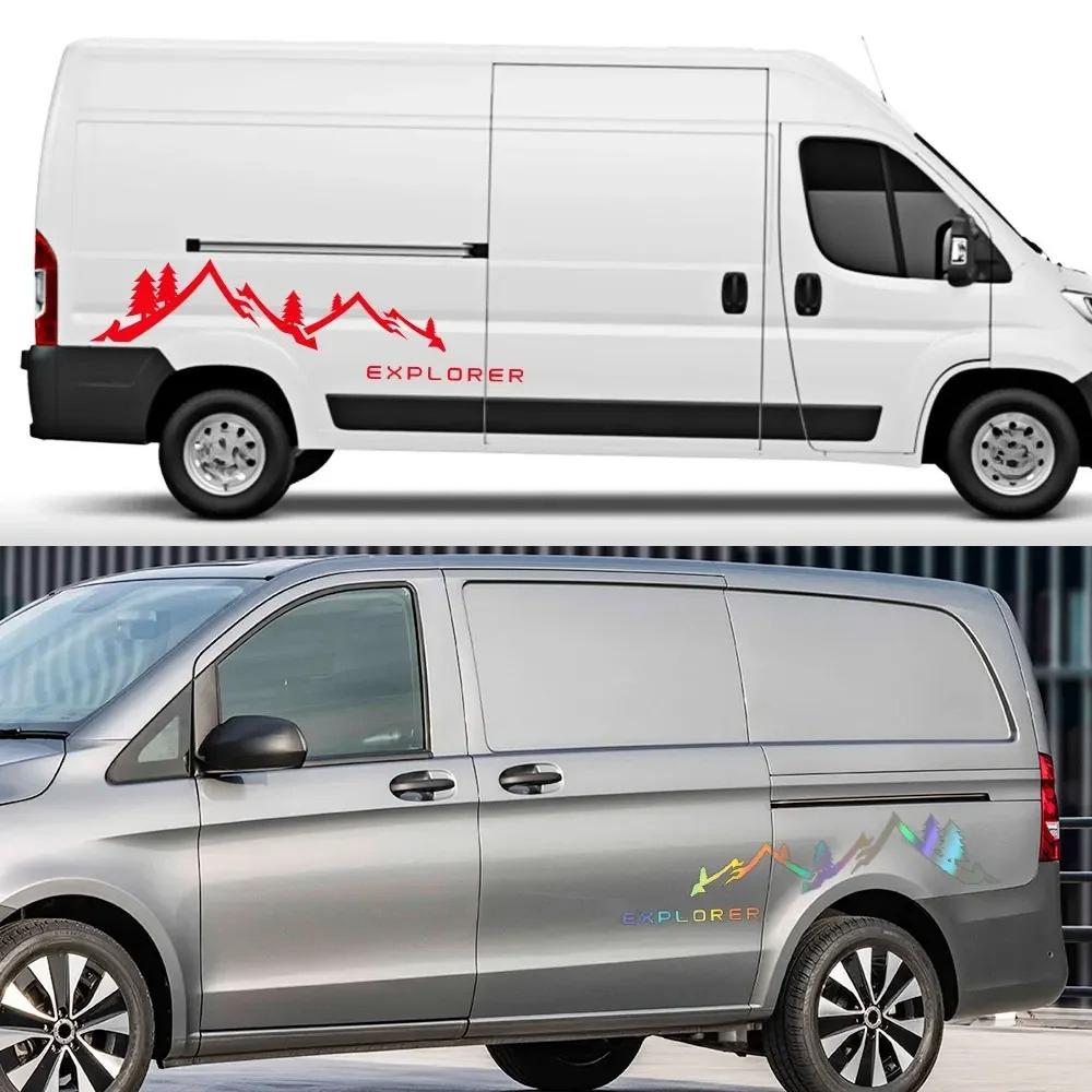 2Pcs Car Stickers For Peugeot Boxer Citroen Jumper Fiat Ducato Mountain Graphics Camper Van Decals Motorhome Auto Accessories