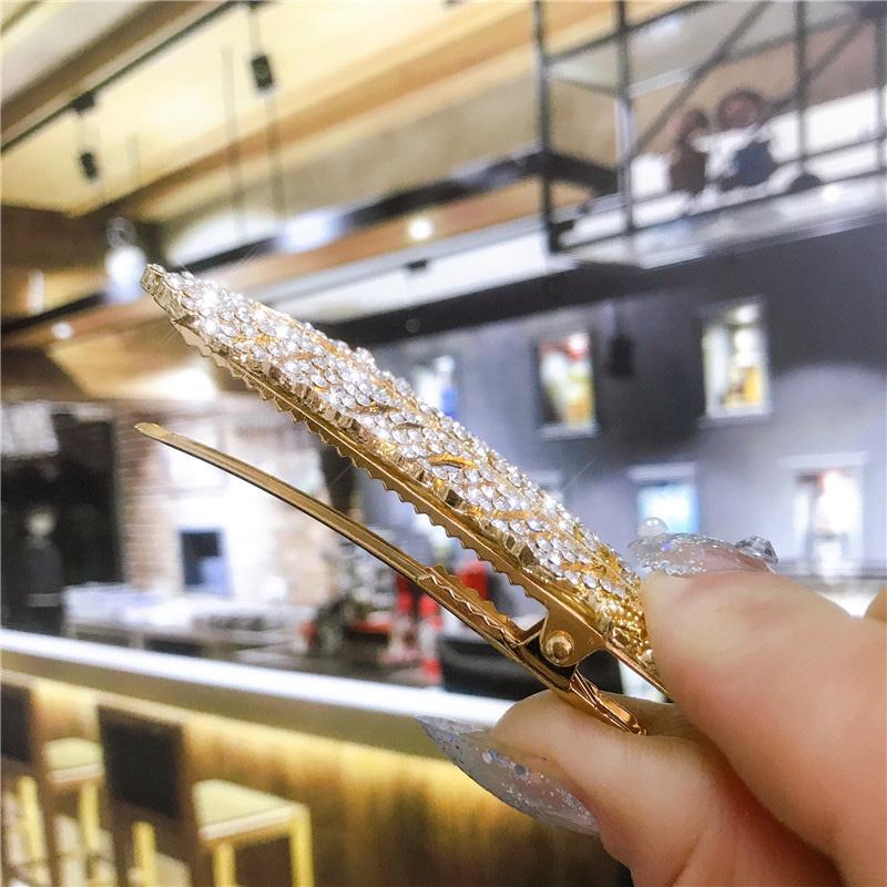 Korean Crystal Feather Hair Accessories Jewelry Gold Silver Color Metal Big Hair Clips for Women Wedding Headwear Girls Hairpins