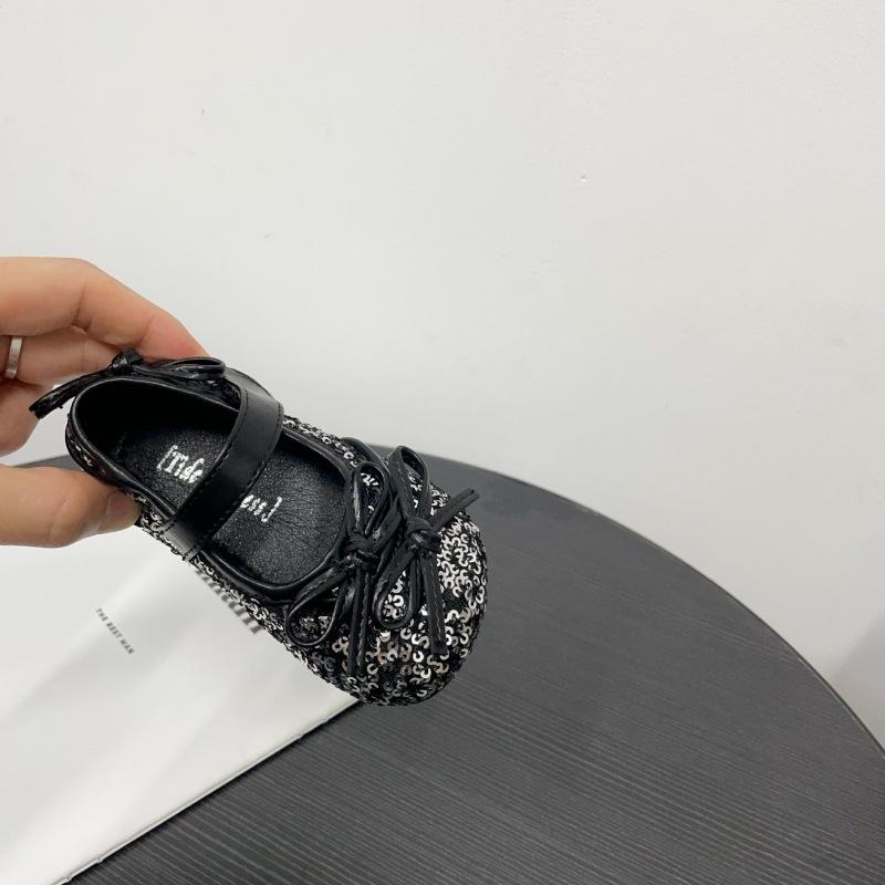 Girls' Bowknot Princess Shoes Baby Girl's Sequined Small Leather Shoes Soft Sole Non-slip Shoes