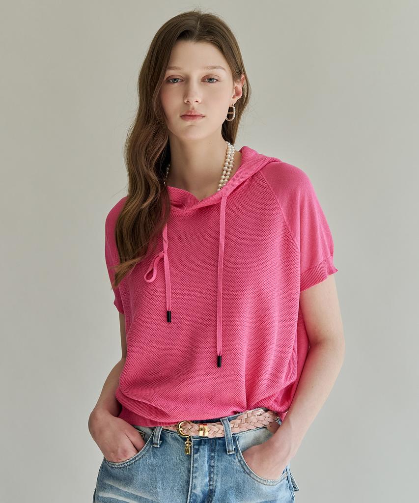 MAXZA Pulsar Mix String Hooded Short Sleeve Knit