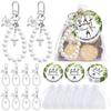 20Sets Crosses Keychain Favors With Thank You Label Organza Packaging Bulk Gift Set with Rope For Baby Showers Parties