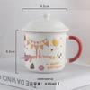 Happy Birthday Ceramic Mug Set with Red Handle and Lid