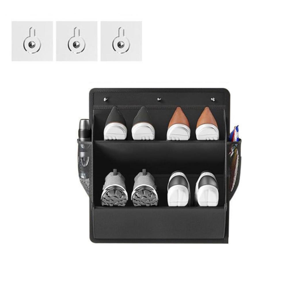 

1 шт. Шкаф для обуви для дома на колесах большой вместимости с вискозной подвесной пряжкой, глубокими карманами, дверной полкой для обуви, настенная полка для обуви, для узкого пространства чёрный