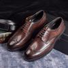 Spring British Style Men'S Leather Shoes Men'S Pointed Leather Shoes Casual Brock Men'S Shoes Business Large Size Leather Shoes