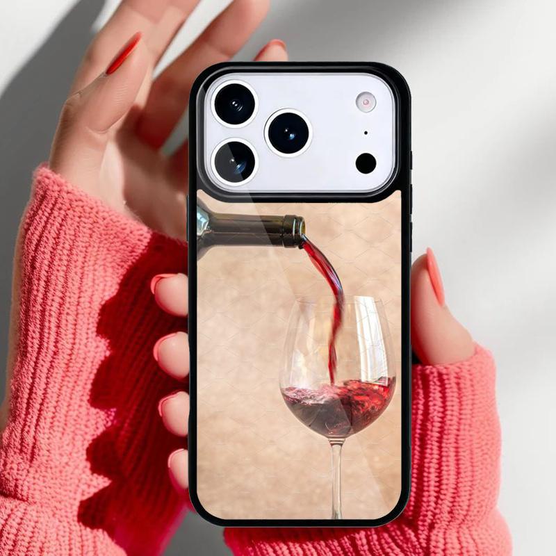 Rotwein Glas Handyhülle für iPhone 17 Air 16e 15 14 13 Pro Max Rückseite für 12 11 Pro Coque