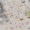 Charming Petal Flower Colorful Wildflowers Daisy Leaves 5D Relief Self Adhesive Nail Art Sticker Decoration Manicure Decal DIY