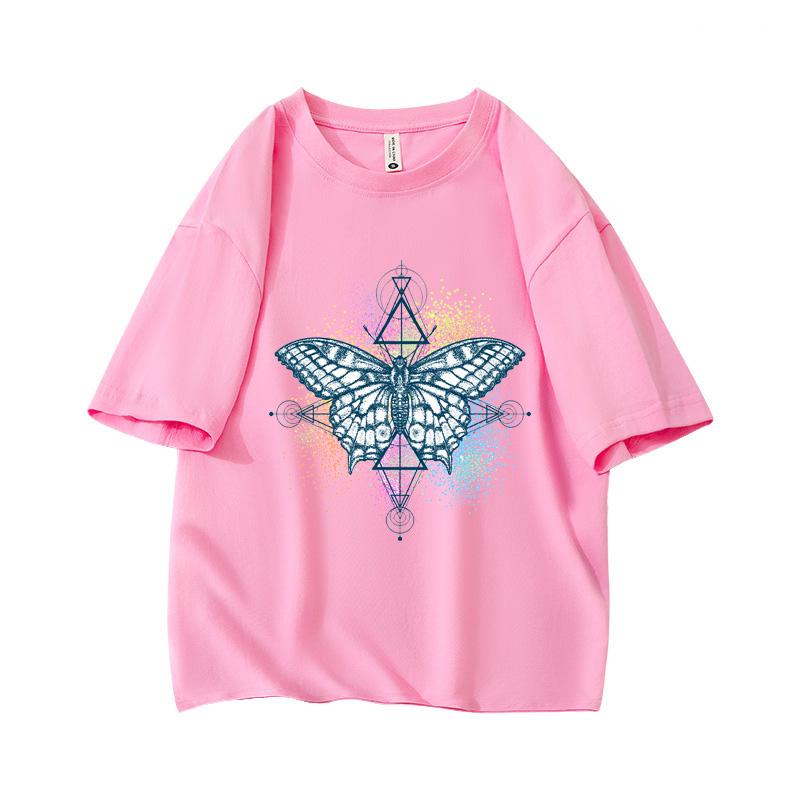 Y2k Dark Mystical Butterfly Oversized Short Sleeve O Neck T Shirt Graphic Print 100 Cotton 2000s Women Tops Clothes Summer