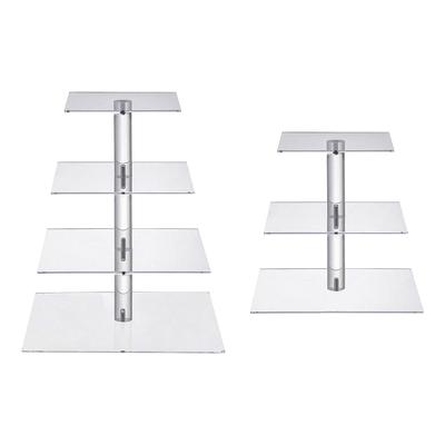 Support de présentation pour cupcakes en acrylique à 3/4 étages avec lumière LED Carré pour présentation Plateau de service à gâteau pour anniversaire Mariage Fête