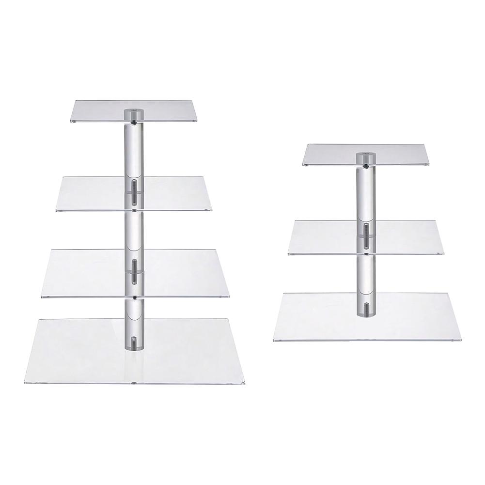 3/4 Tier Acrylic Cupcake Display Stand with LED Light Cupcake Tower Stand Multifunctional Cake Serving Platter for Party Decor