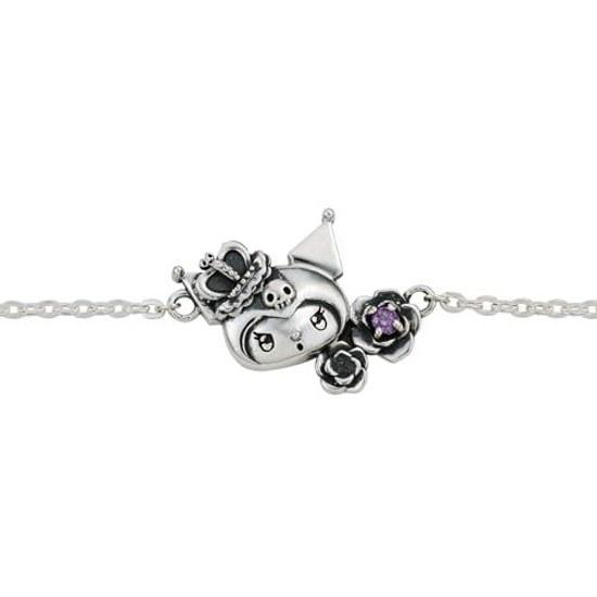 White Clover Kurumi 20th Anniversary Ladies Bracelet Sanrio Characters Silver 925 Cubic Zirconia Crown Rose Heart Skull Purple Oxidized Birthday Gift