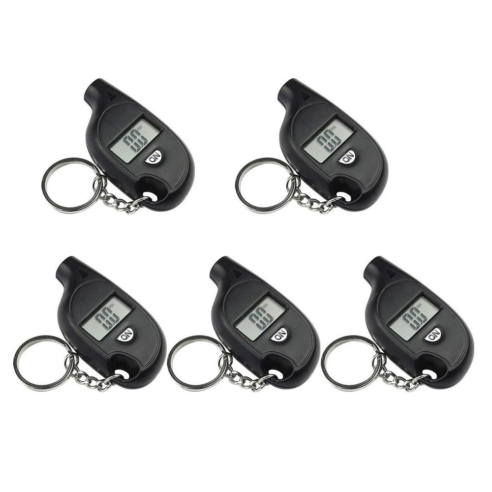 1-20 st Mini Nyckelring Däcktrycksmätare Digital LCD-display Hög Noggrannhet Bärbar Bil Däcktryckstestare med Nyckelring