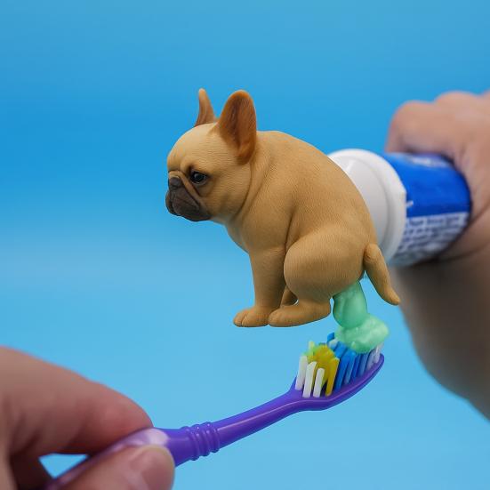 Funny Pet Toothpaste Dispenser Pooping Dog Toothpaste Tube Topper Cat Vomiting Toothpaste Dispenser Gag Gift for Family Friends Dog Lovers Pranksters