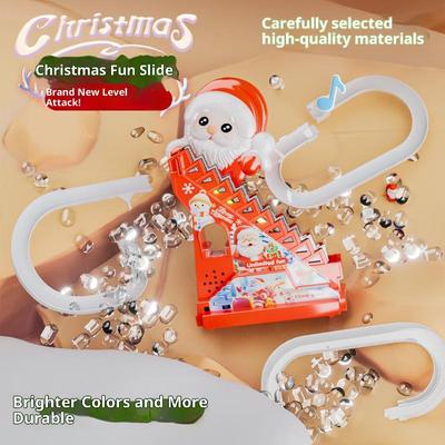 1 Set Santa Christmas Toys Electric Snowman Coaster With Light Music Track Activity For Boys Girls Children Stair Slide Toy