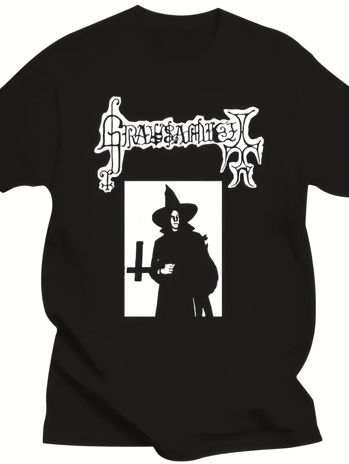 JRJZ WoGothic Witch & Text Graphic T-shirt - Black with White Print M