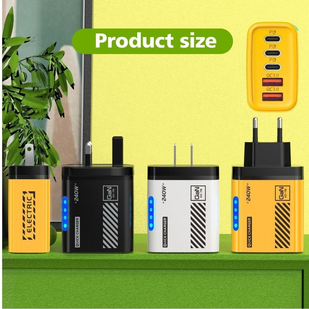 5 in 1 GaN Charger Adapter 5 Port Wall Charger Adapter 3PD 2USB Fast Charger Adapter Travel Use