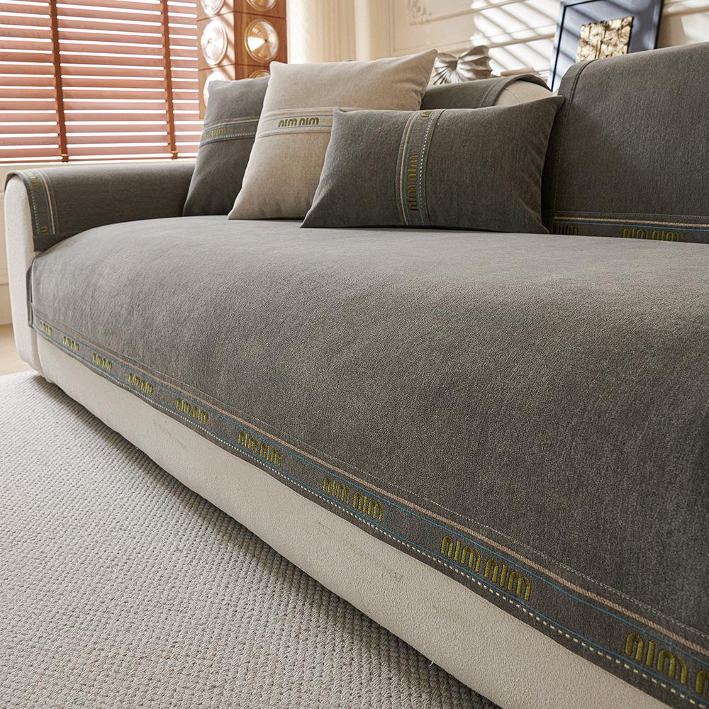

New Chenille Straight Row Premium Light Luxury Sofa Cushion Four Seasons Universal Non-Slip Seat Cushion Backrest Cover Back Cover Towel 70*70cm