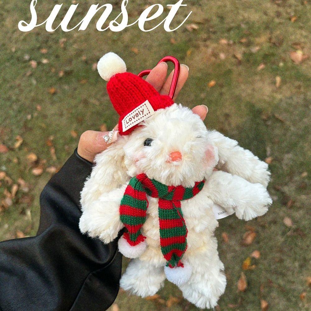 Cartoon Cartoon Plush Keychain Soft Plush Doll Key Ring Cute Christmas Rabbit Pendant  Girls
