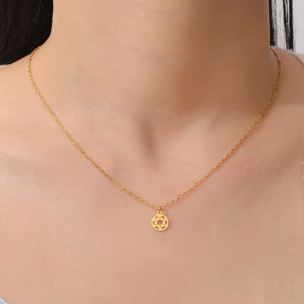 Cazador Gold Star of David Necklace Stainless Steel Jewish Jewelry Gift for Women Israel Amulet Hexagram