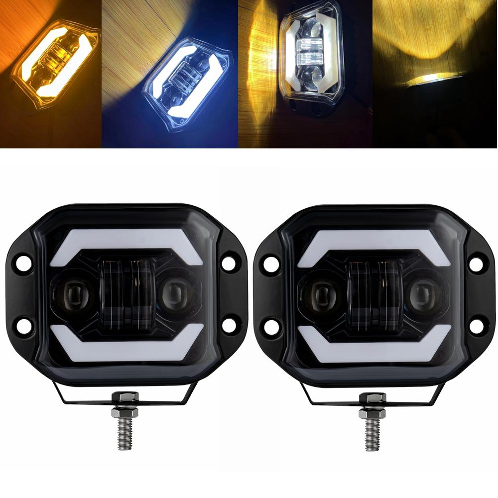 5" Flush Mount LED Light Pods Fog Light Working Lamps Bars 12V 24V Super Bright for Jeep Truck Offroad 4x4 SUV ATV UTV