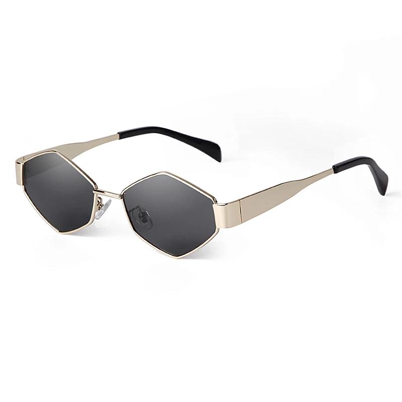 Punk Metal Frame Polygon Sunglasses Women Men Brand Designer Trend Hexagon Sun Glasses Clear Lens Eyewear Shades Female UV400