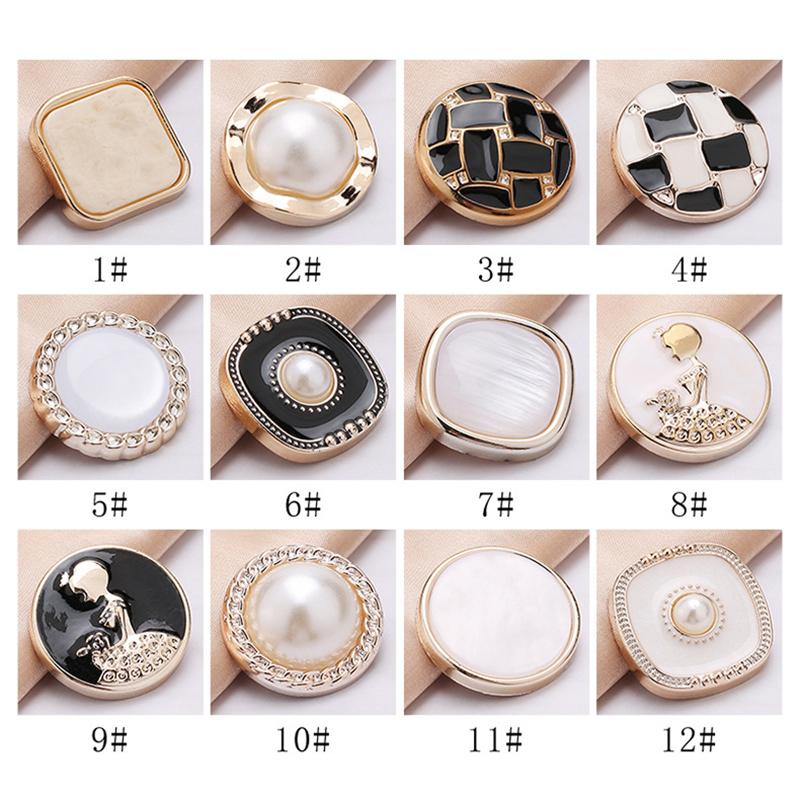 10 Stück 18/21/25mm Blume Perle Gold Kunststoff Schaft Knöpfe für Damen Bekleidung Jacke Pullover Nähzubehör Scrapbooking