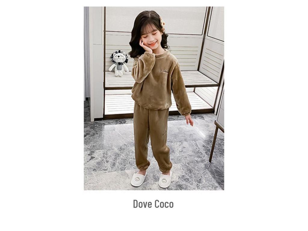 Parent-Child Flannel Pajama Set: Coral Fleece for Baby, Kid, Adult - Autumn/Winter Homewear