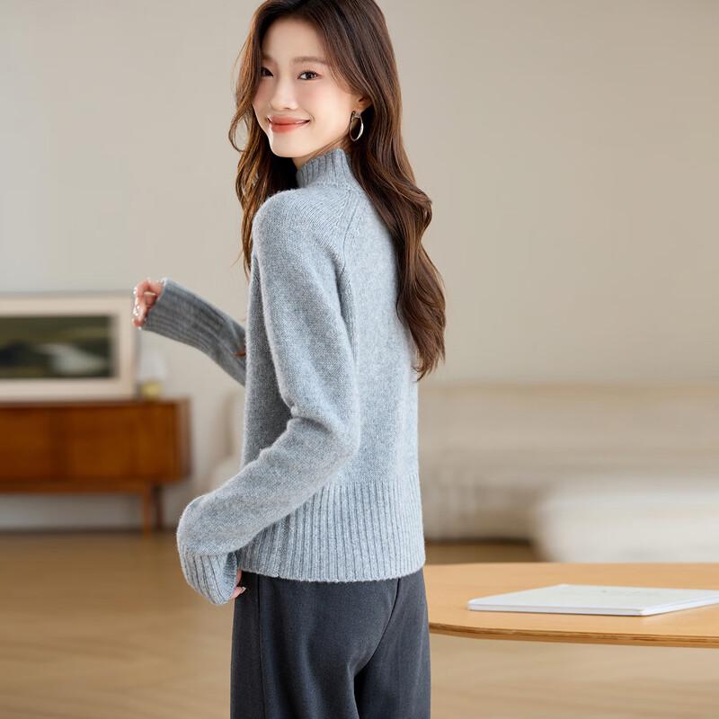 Women's 100% Cashmere Slim Fit Mock Neck Sweater