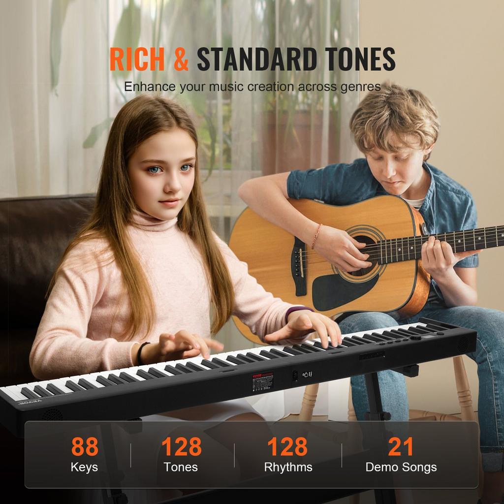 VEVOR 88 Key Folding Keyboard Piano, Bluetooth & MIDI