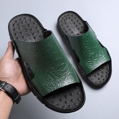 Skórzane kapcie Męskie Duży Rozmiar Sandały na Plażę Casualowe Letnie Buty dla mężczyzn Modne Japonki Sapatos Hembre sapatenis masculino