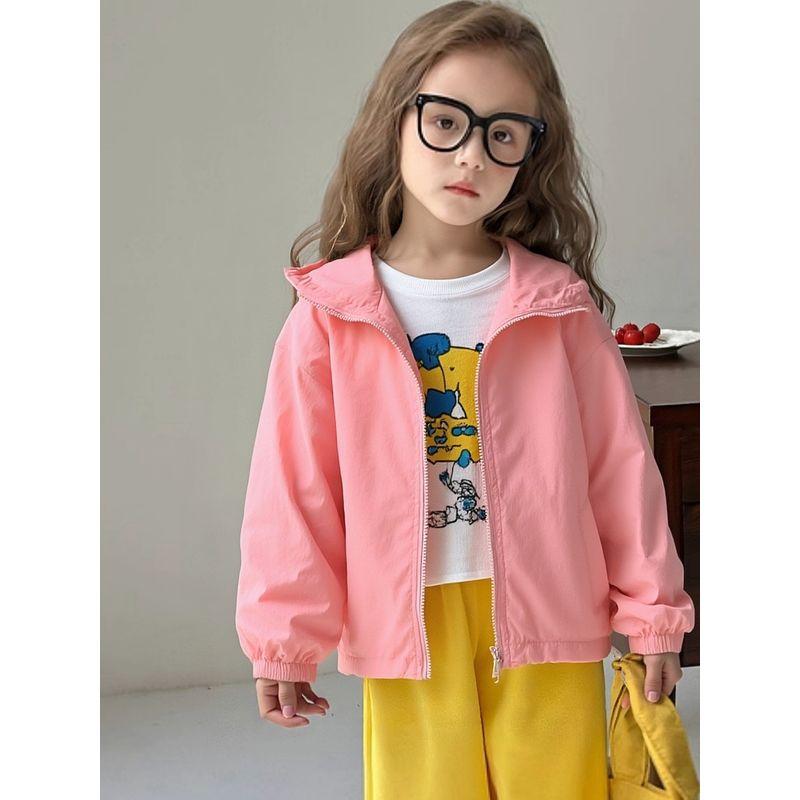 Brand Children's Clothing Windbreaker Spring New Style Kids' Jacket Solid Color Hooded Zipper Jacket for Boys and Girls