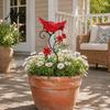 Grandma Memorial Tributes Red Bird Garden Stake, Metal Yard Art Hand Painted Lawn Flower And Ornament for Patio Pathway Site Stake