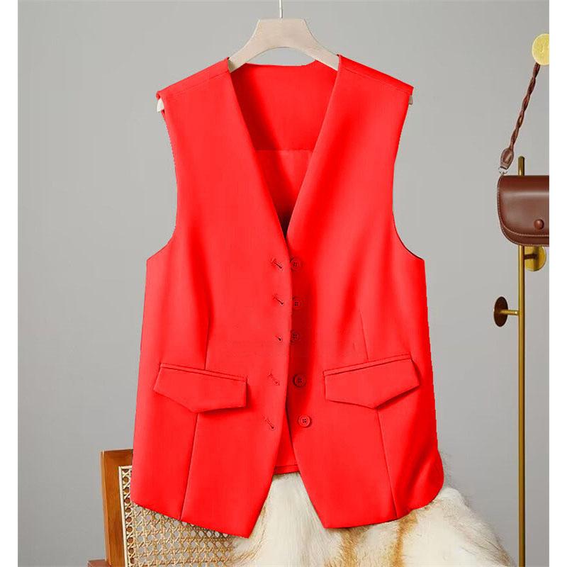 Vest Women Sleeveless Jacket Waistcoat V Neck Single Breasted Tops Outerwear Spring Summer Female Office Lady Vintage Coat