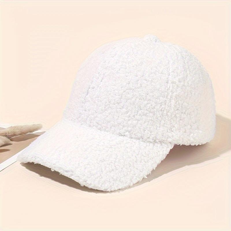 Autumn and Winter Women's Casual Warm Baseball Cap, Korean Street Style Plush Solid Color Simple Versatile Student Flat Brim Hat