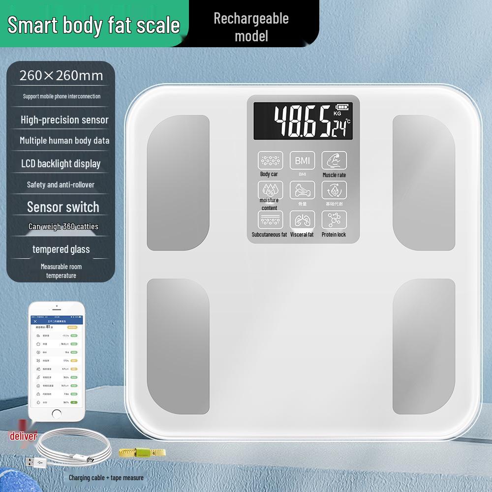Rechargeable Bluetooth Body Fat Scale with App - Accurate Home Weight Scale