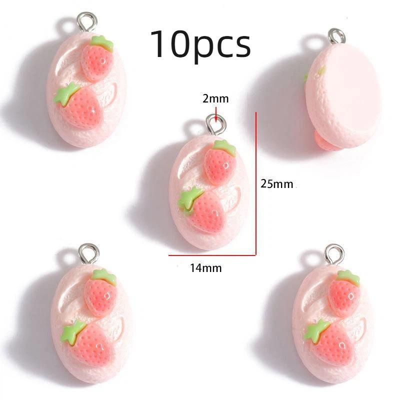 10/12Pcs Strawberry Cake Resin Cartoon Charms Diy Keychain Necklace Earrings Jewelry Making Accessories