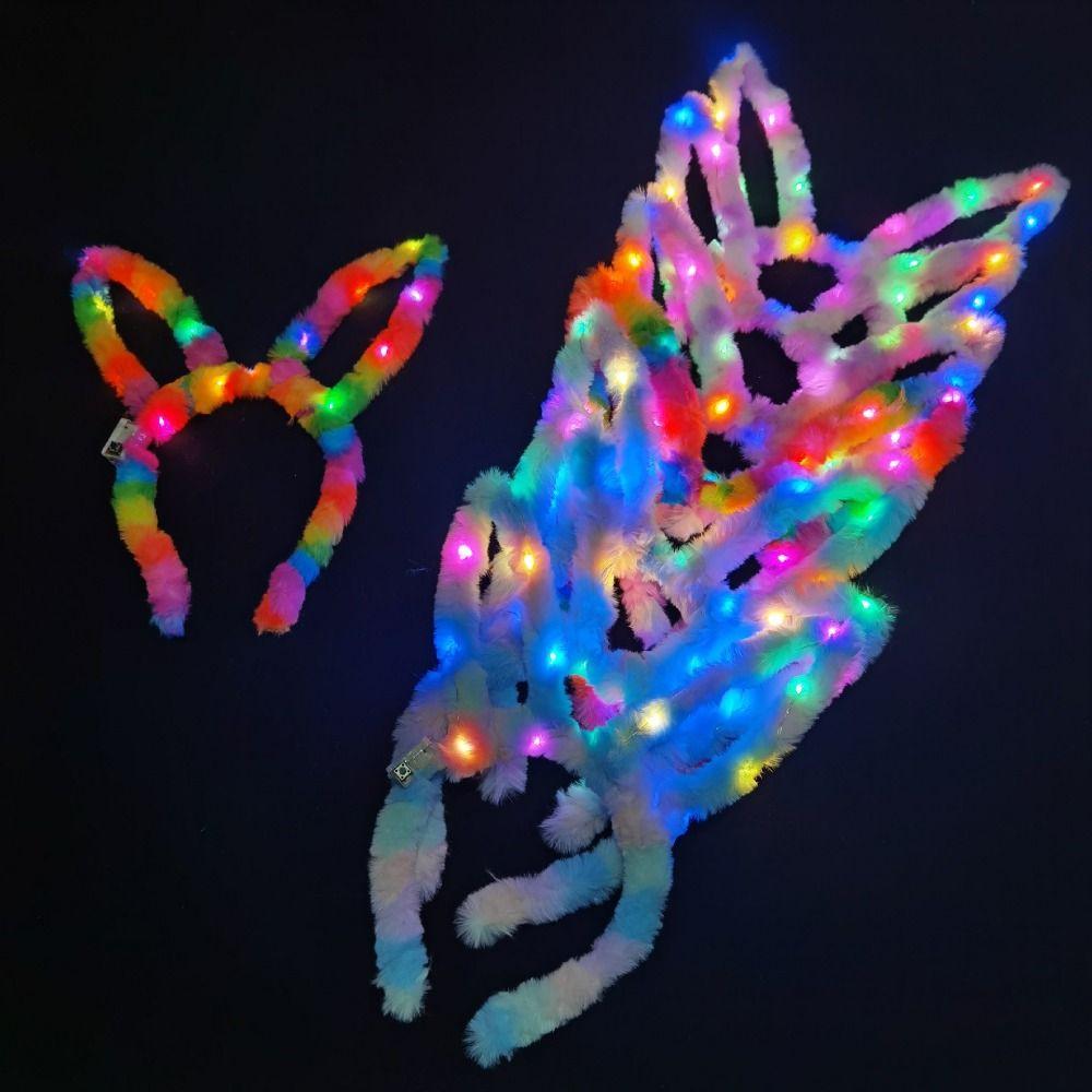 LED Lights Bunny Headwear Fashion LED Lights Headband Rabbit Ears Glow Hair Band  Children