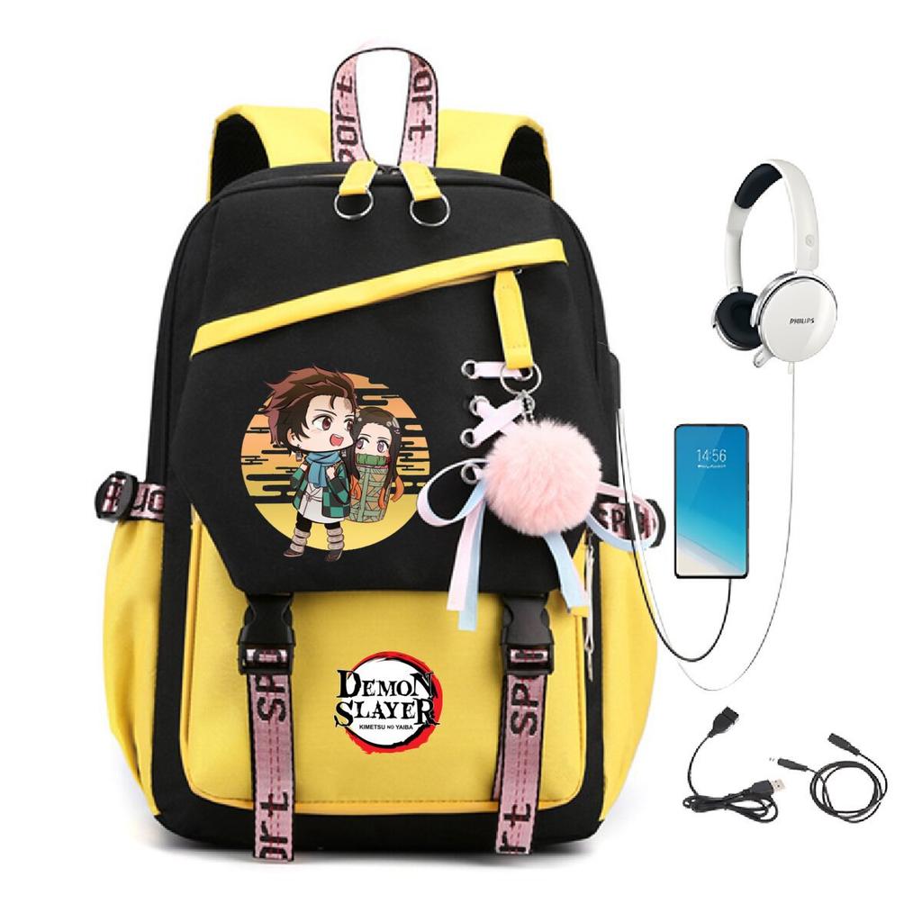 Peripheral Spine Backpack Strap Usb Multifunctional Student Schoolbag Animation Cartoon Children'S Backpack