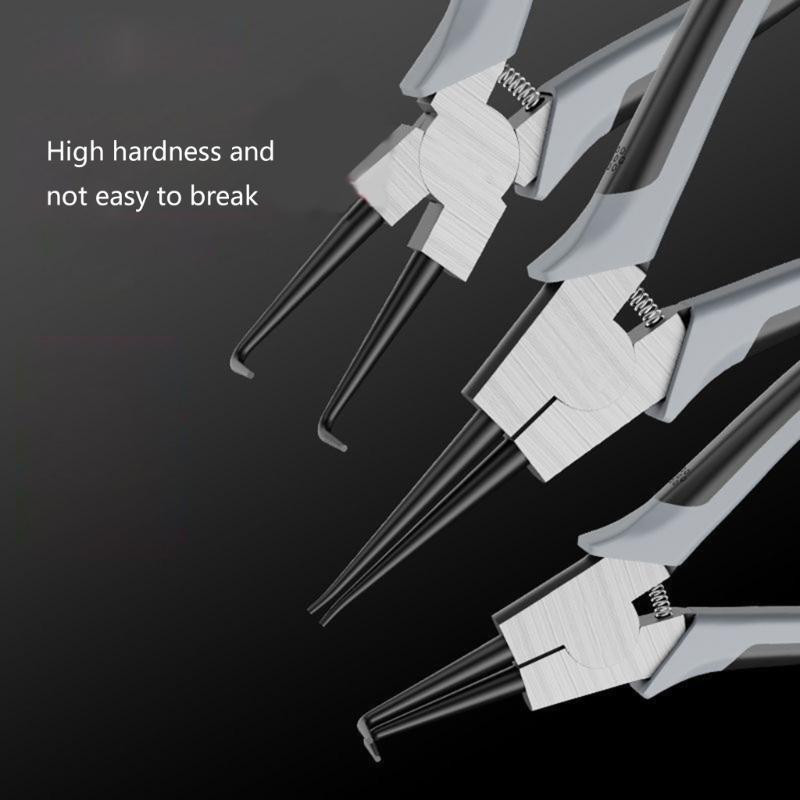 Professional 4Piece Snap Rings Pliers Set for Internal & External Rings, High Carbon Steel with Comfortable Grip Handle