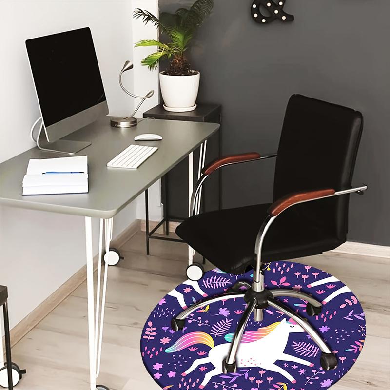 

1pc Carpet Chair Mats Unicorn Fantasy Floral Pattern Perfect for Decorating Chairs, Polyester Carpet, for Living Room.YDT606 80cm by 80cm