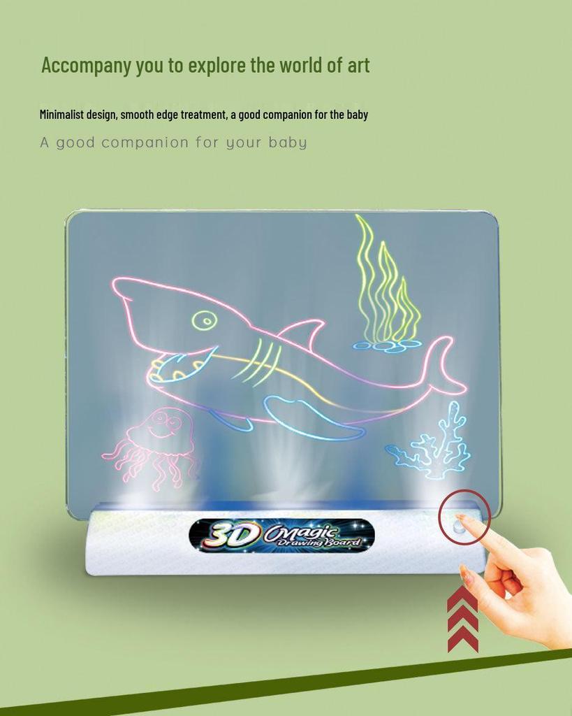 3D LED Fluorescent Children's Drawing Board – Multifunctional Early Education Luminous Toy