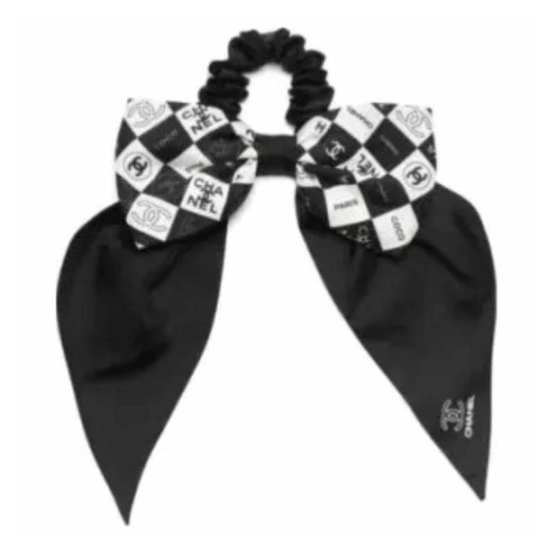 

CHANEL [25P Spring and Summer] Printed Design - Hair Tie/Hairband, Same Style for Men and Women, Couple Style, Black чорний