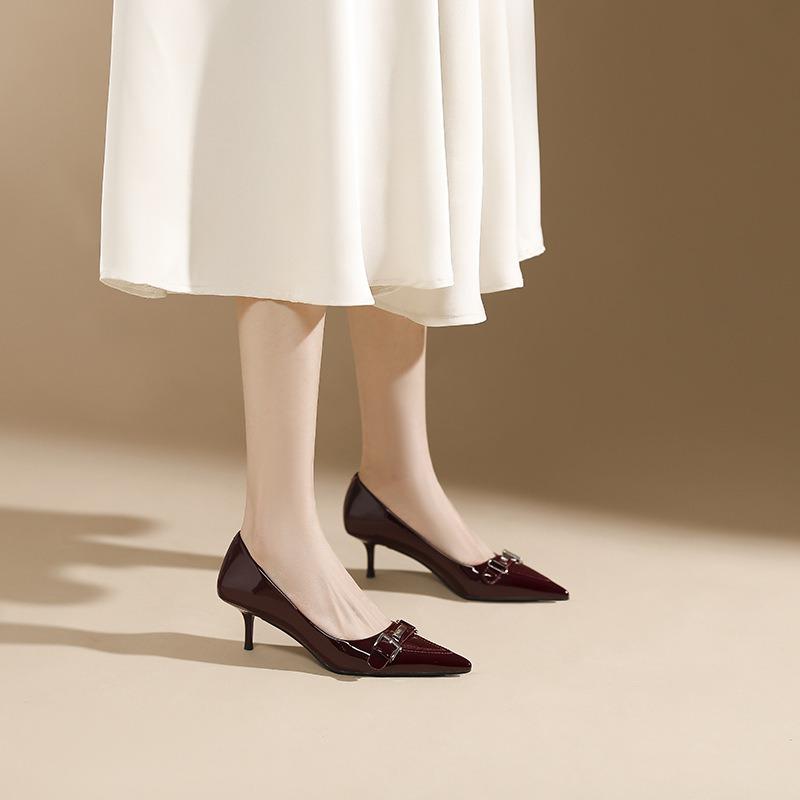 8-Sexy one-word with pointed toes, thin heels, high heels for women, not tired feet, professional work, single shoes, niche design sense