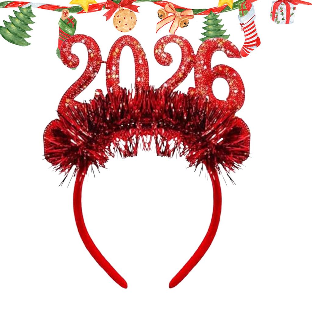 Costume Headwear Party Headwear Glitter Headpieces With 2026 Number New Year Hair Band  For Women Costume Birthday Events Home