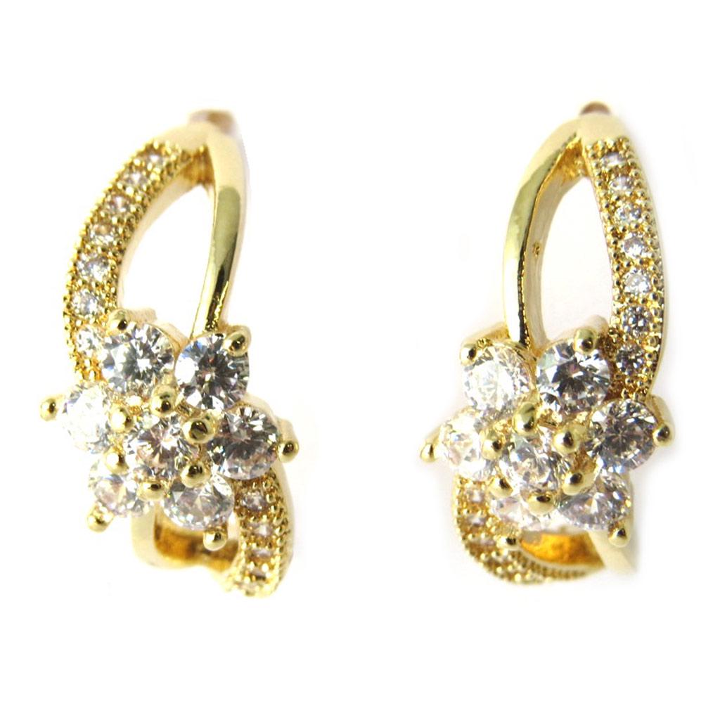 Les Trésors De Lily [N5330] - Cercei cu jumătate cerc placați cu aur „Sissi” - 17 mm 9 mm