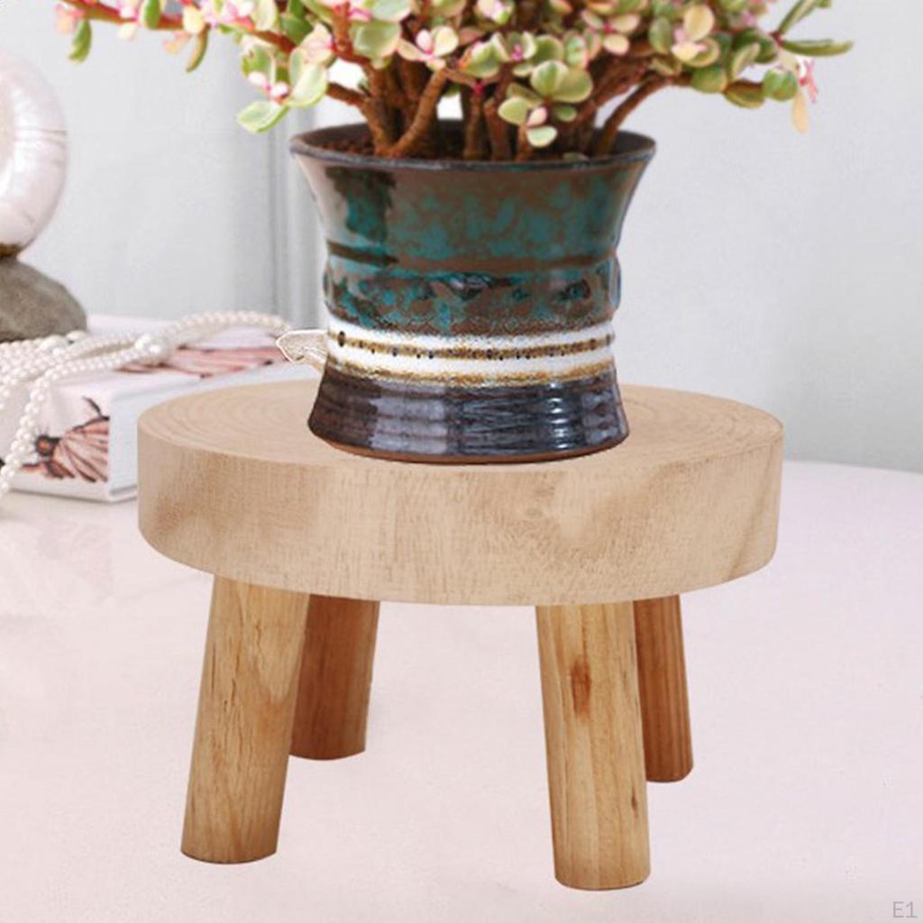 Wood, Mini Flowerpot Stand , Wood Stool Round Flower Pot Holder Garden Supplies Decor for