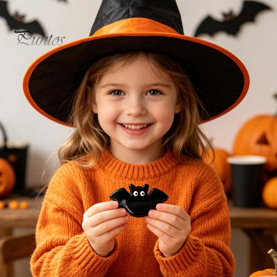 Black Cat Spider Witch Hat Accessories Halloween Cartoon Hair Clips for Women Girls, Acrylic Glitter Pumpkin/Ghost/Bat/Cat Reliable Clamping