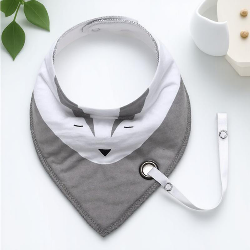 Слюнявчик для младенца с отверстием, цепочка для пустышки, водонепроницаемый, защита от грязи, двойной карман, треугольный дизайн серый